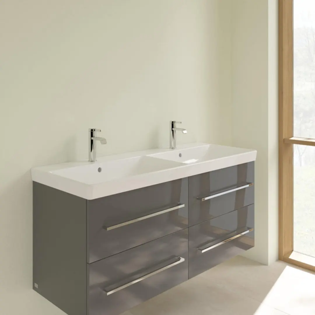 Villeroy & Boch Avento Dubbele Meubelwastafel 120x47cm - 2 Kraangaten - Wit Alpin - afbeelding 5 van 6