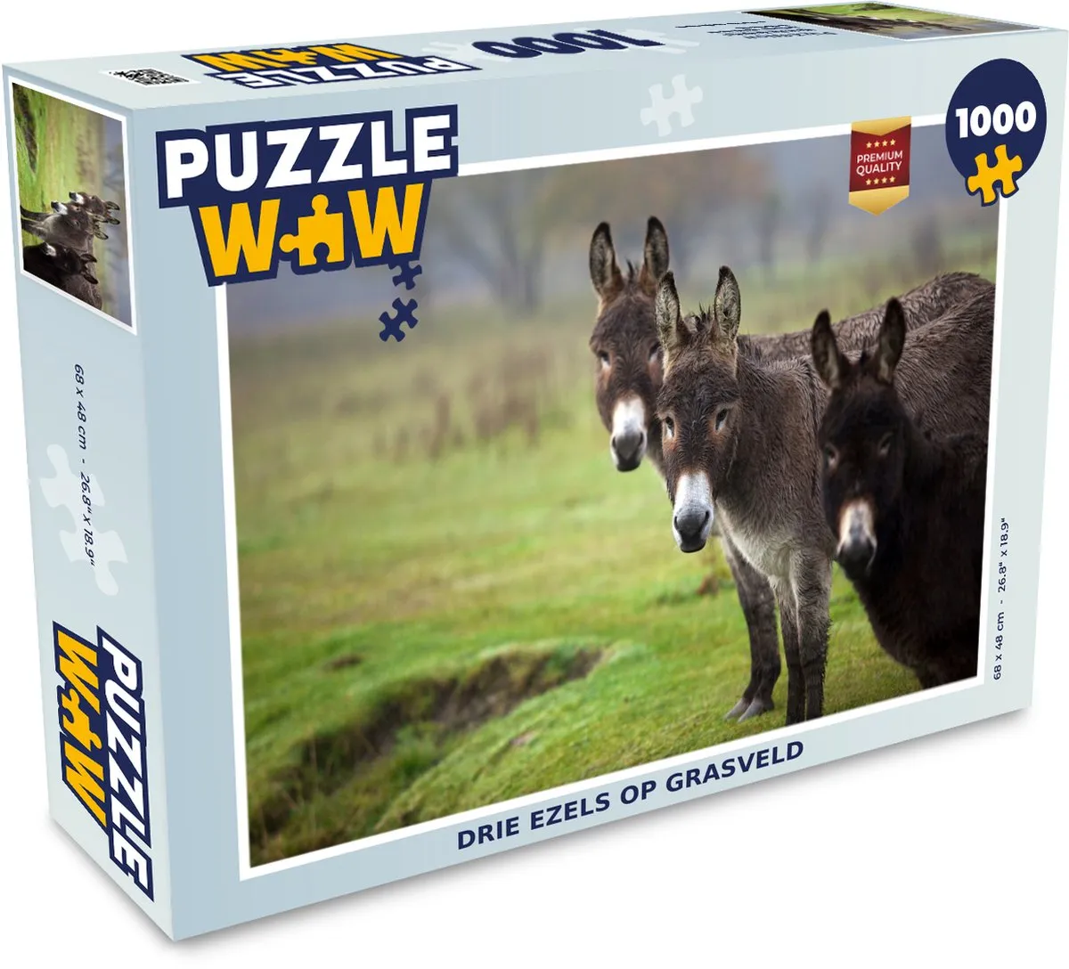 PuzzleWow Legpuzzel Drie Ezels 1000 Stuks - Multicolor