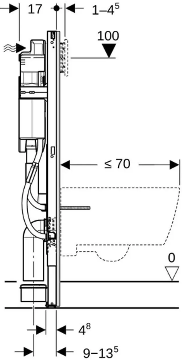 Geberit Duofix Wandcloset Sigma 112cm - 12cm Armsteun - Blauw - afbeelding 4 van 4