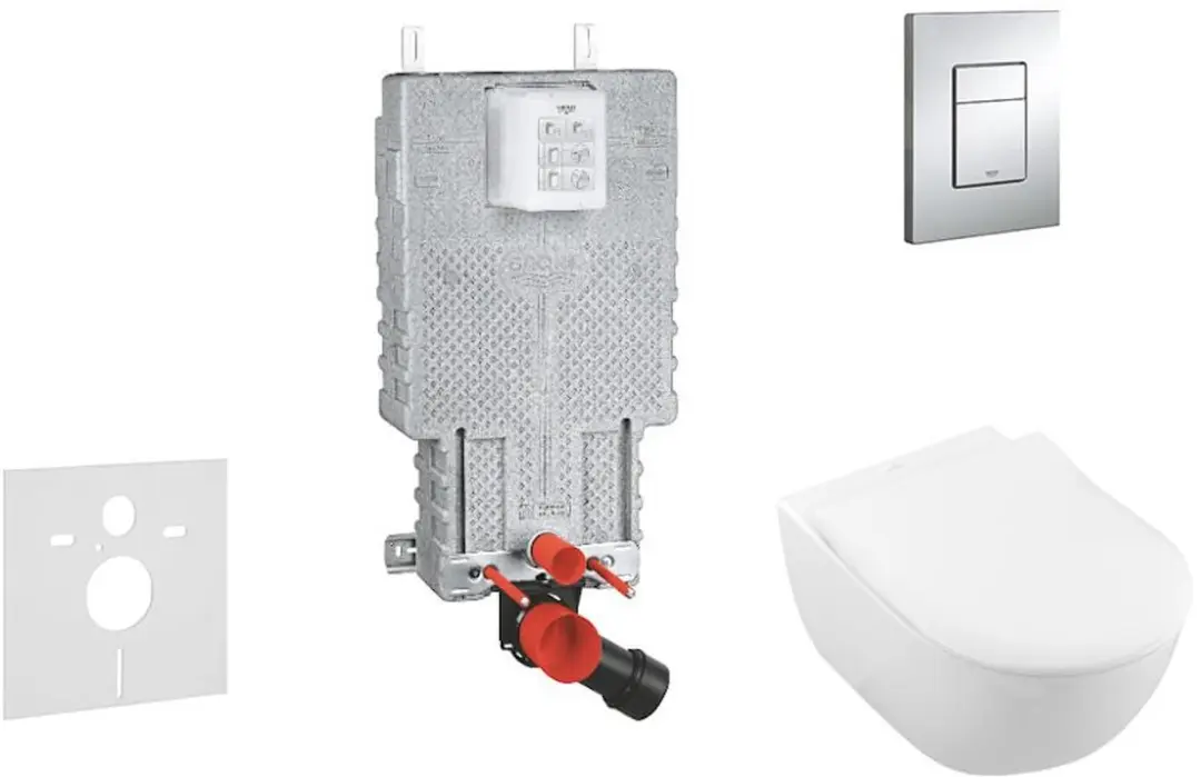 Complete toiletset, wand-wc + Subway toiletzitting, Direct Flush, Softclose, Cer