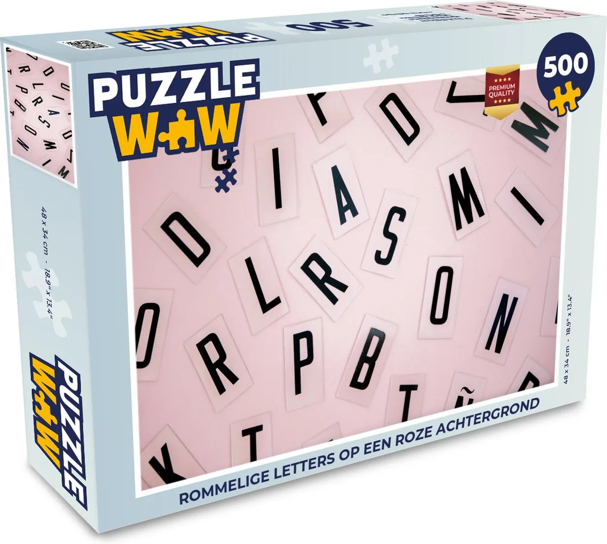 PuzzleWow Rommelige Letters Legpuzzel 500 Stuks - Multicolor