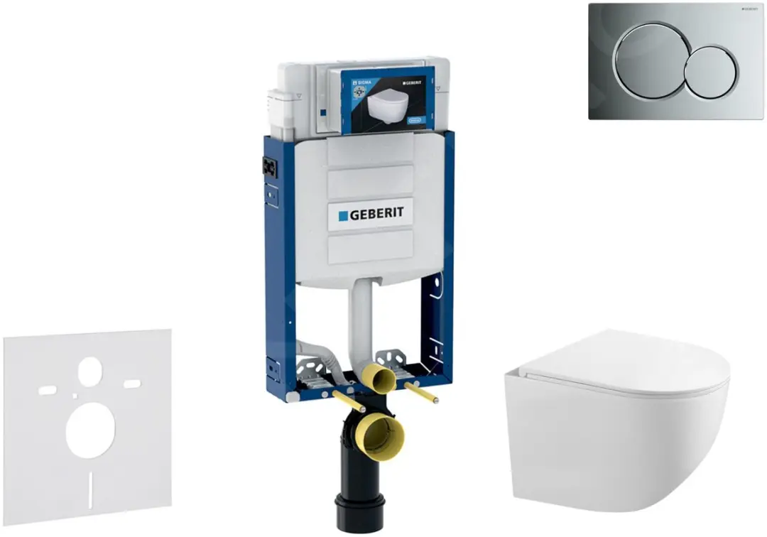 Voorwand montageset, Gaia toilet en softclose zitting, Sigma01 bedieningsplaat,