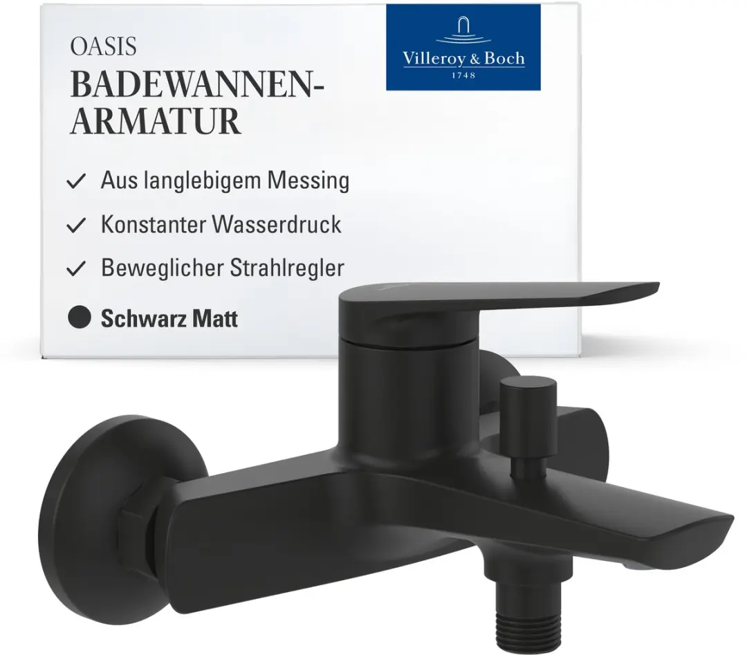 Villeroy & Boch Oasis badmengkraan, opbouw, omstel, terugstroombeveiliging, mat