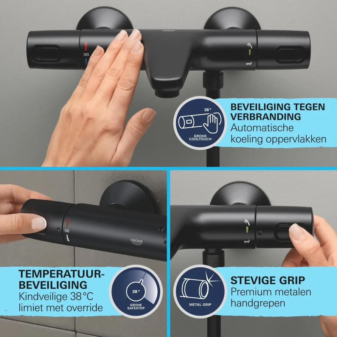 GROHE QuickFix Precision Trend Thermostaatkraan - Mat Zwart - afbeelding 3 van 6