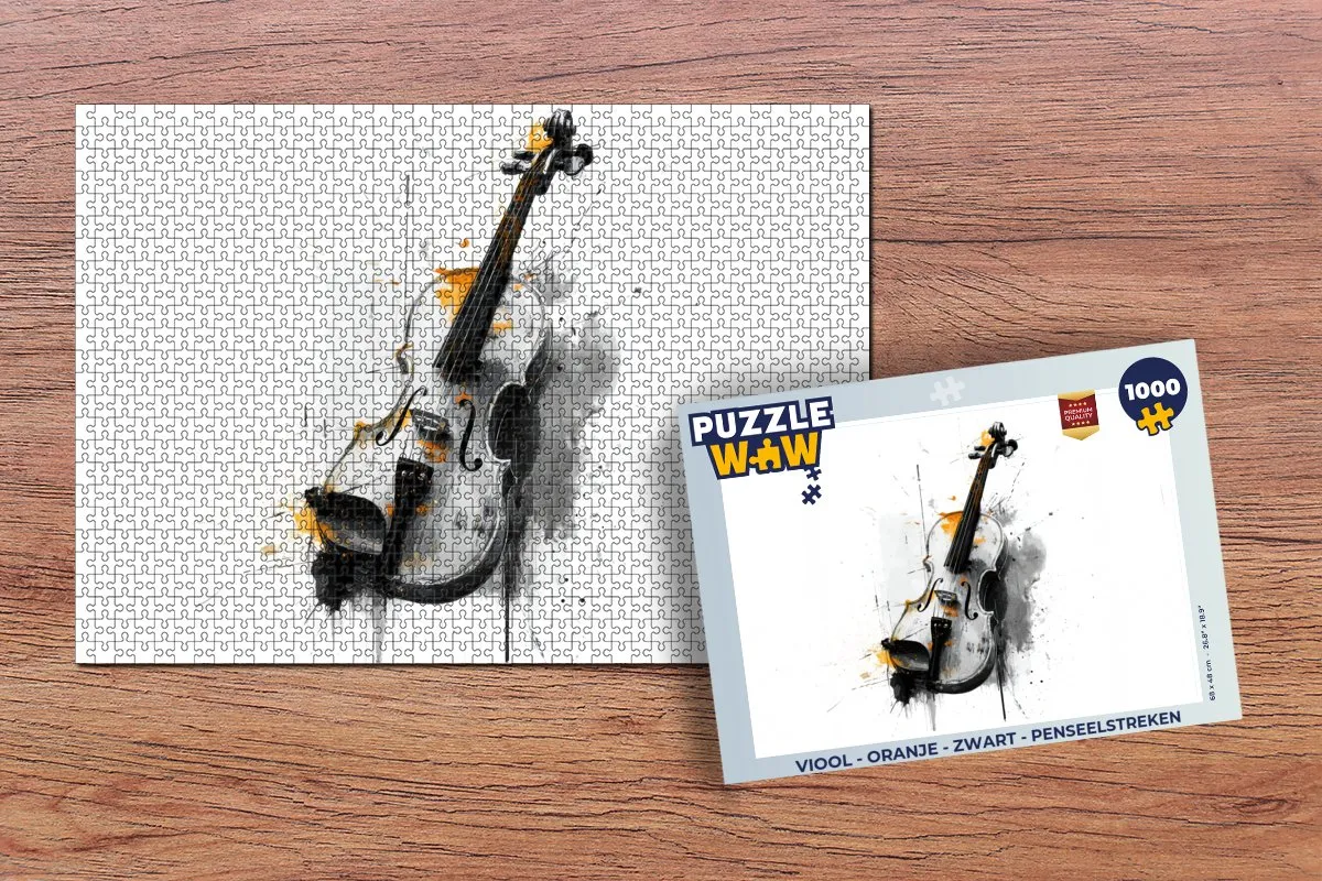 PuzzleWow Viool Legpuzzel 1000 Stuks - Oranje/Zwart