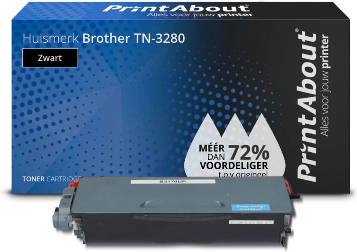 PrintAbout Brother TN-3280 Toner Zwart - 9.000 pagina's