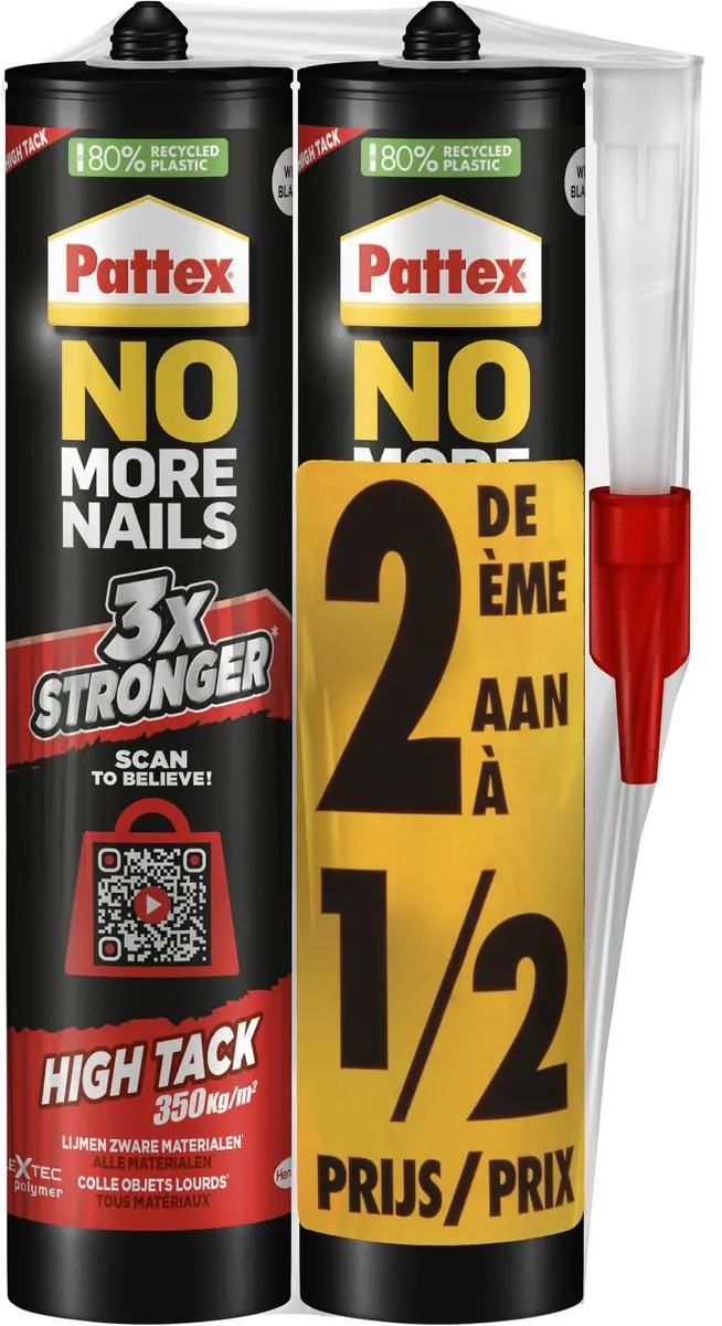 Pattex No-More-Nails High-Tack Montagekit 2X460g | High-Tack Montagekit Voor Hangwerken | Voor Extra Sterke Montagekit Aanhechting.