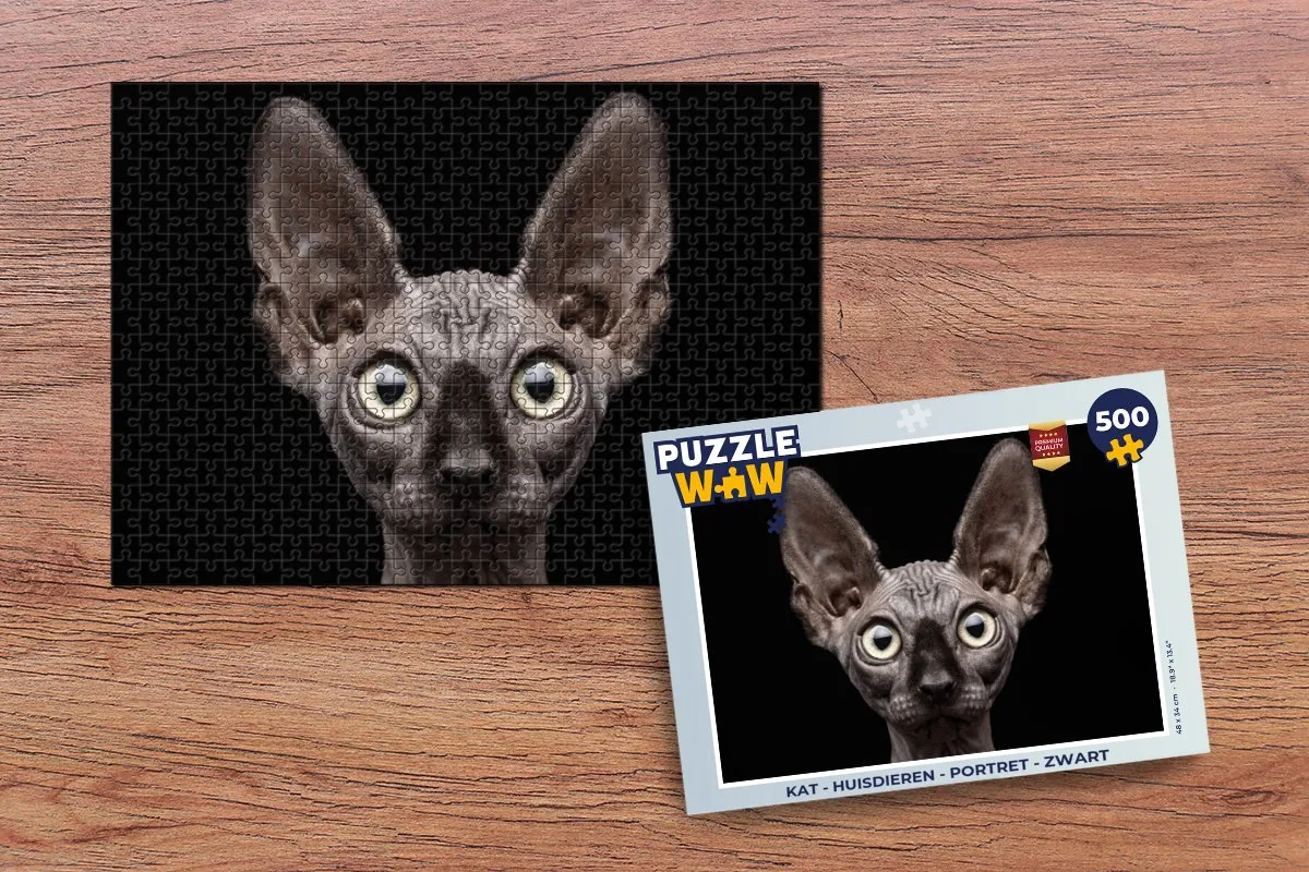 PuzzleWow Kat Portret Legpuzzel 500 Stuks - Multicolor