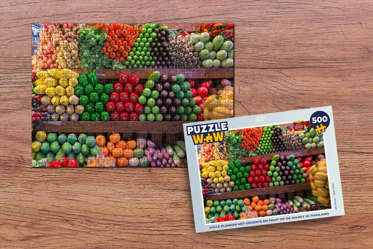 PuzzleWow Groente & Fruit Thailand Legpuzzel 500 Stuks - Multicolor