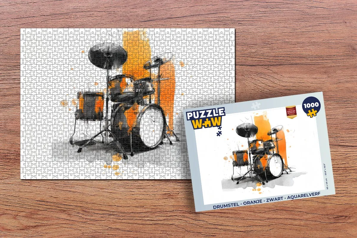 PuzzleWow Drumstel Puzzel 1000 Stuks - Oranje/Zwart