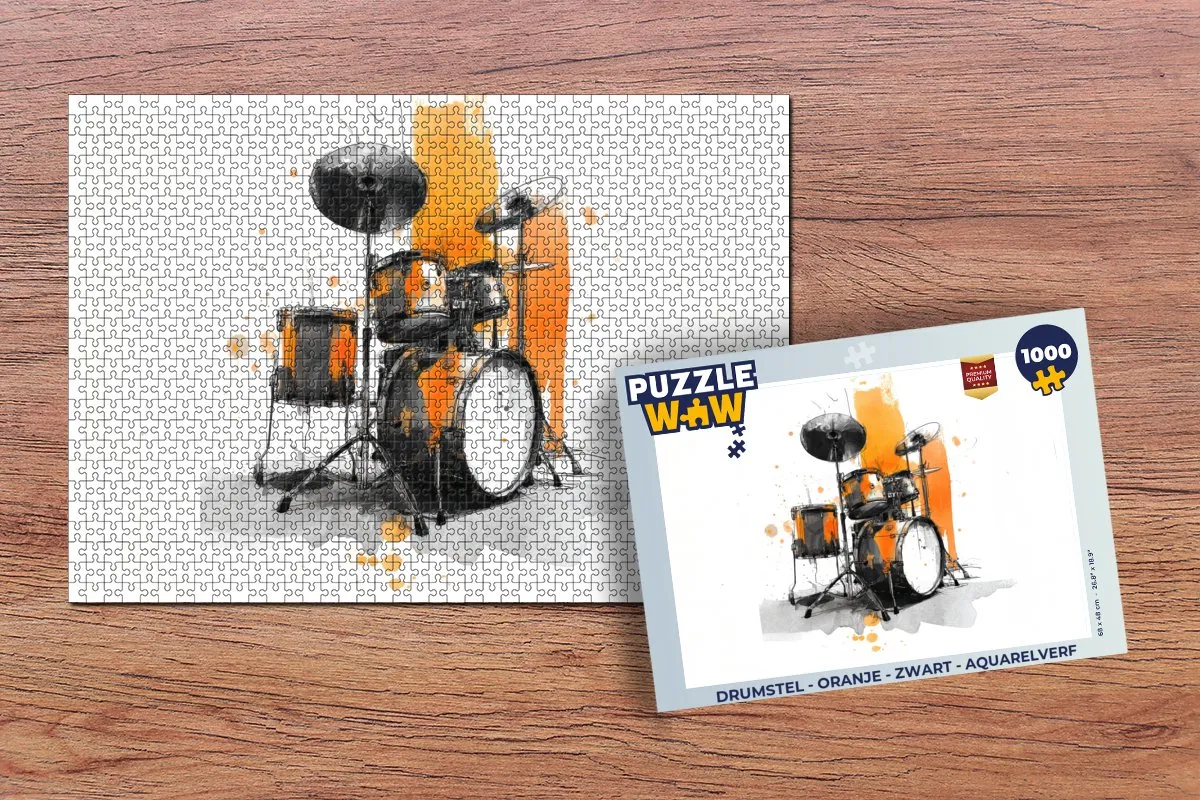 PuzzleWow Drumstel Puzzel 1000 Stuks - Oranje/Zwart