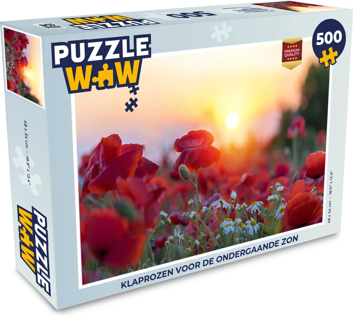 PuzzleWow Legpuzzel Klaprozen voor de ondergaande zon 500 Stuks - Multicolor