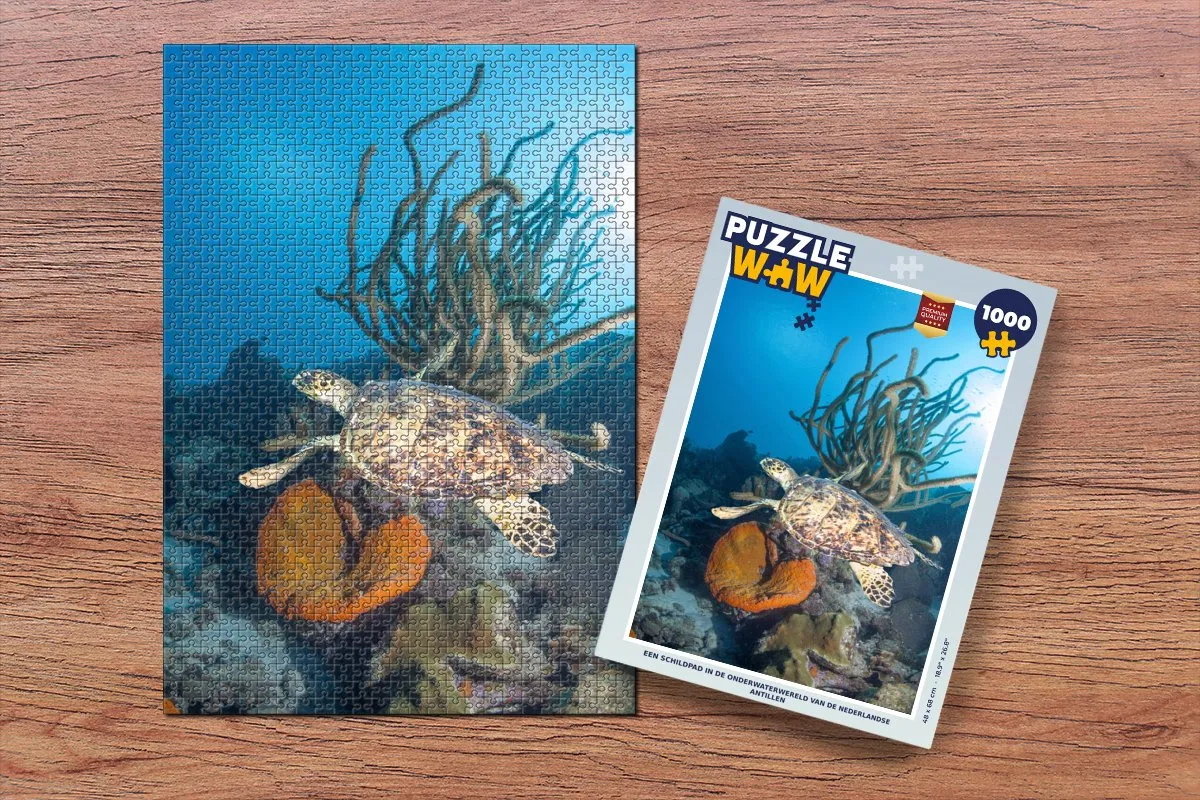 PuzzleWow Legpuzzel Een schildpad in de onderwaterwereld - 1000 Stuks - Multicolor