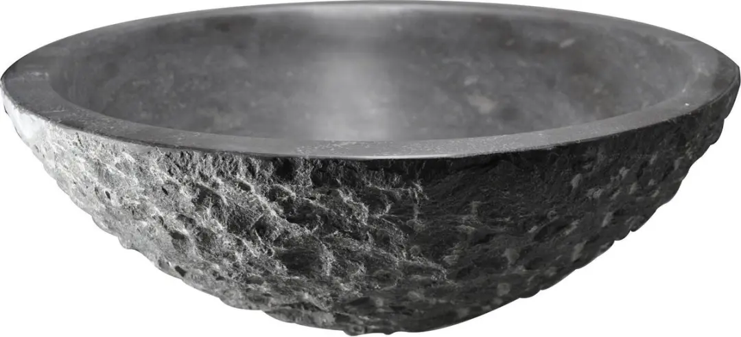 Saqu Nature Collection Waskom - Ø 42 cm - Zwart Natuursteen - Opbouw - Wastafel
