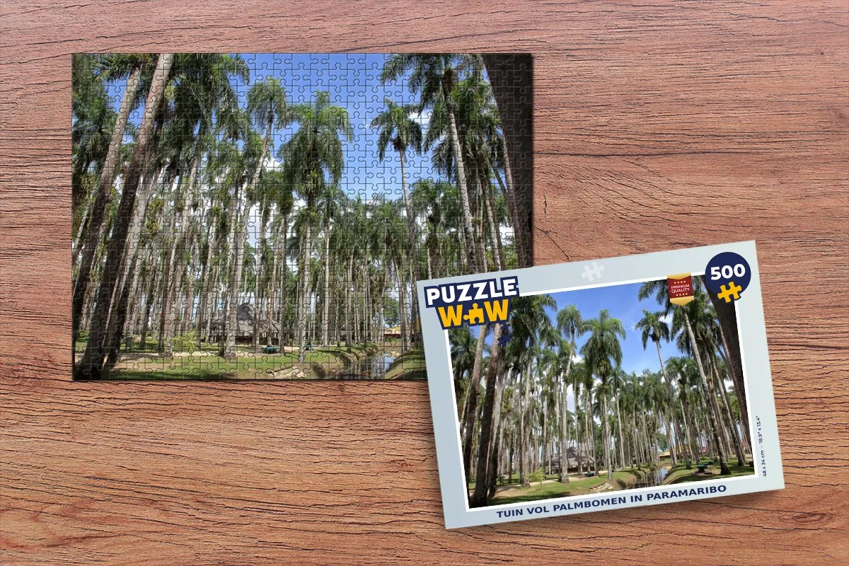PuzzleWow Legpuzzel Tuin vol palmbomen Paramaribo 500 Stuks - Multicolor