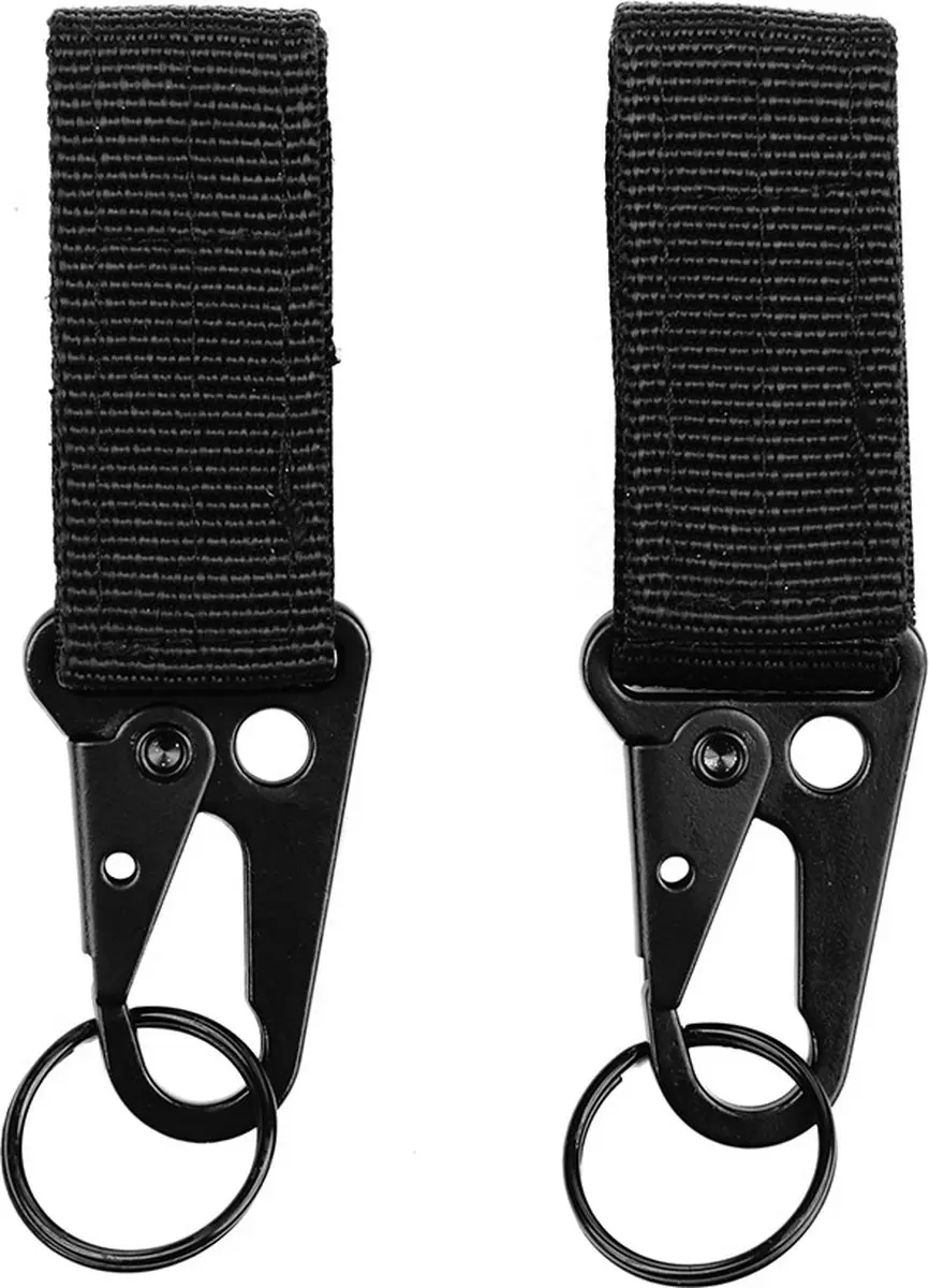 101inc Molle snap hook with keyring 2-pack zwart