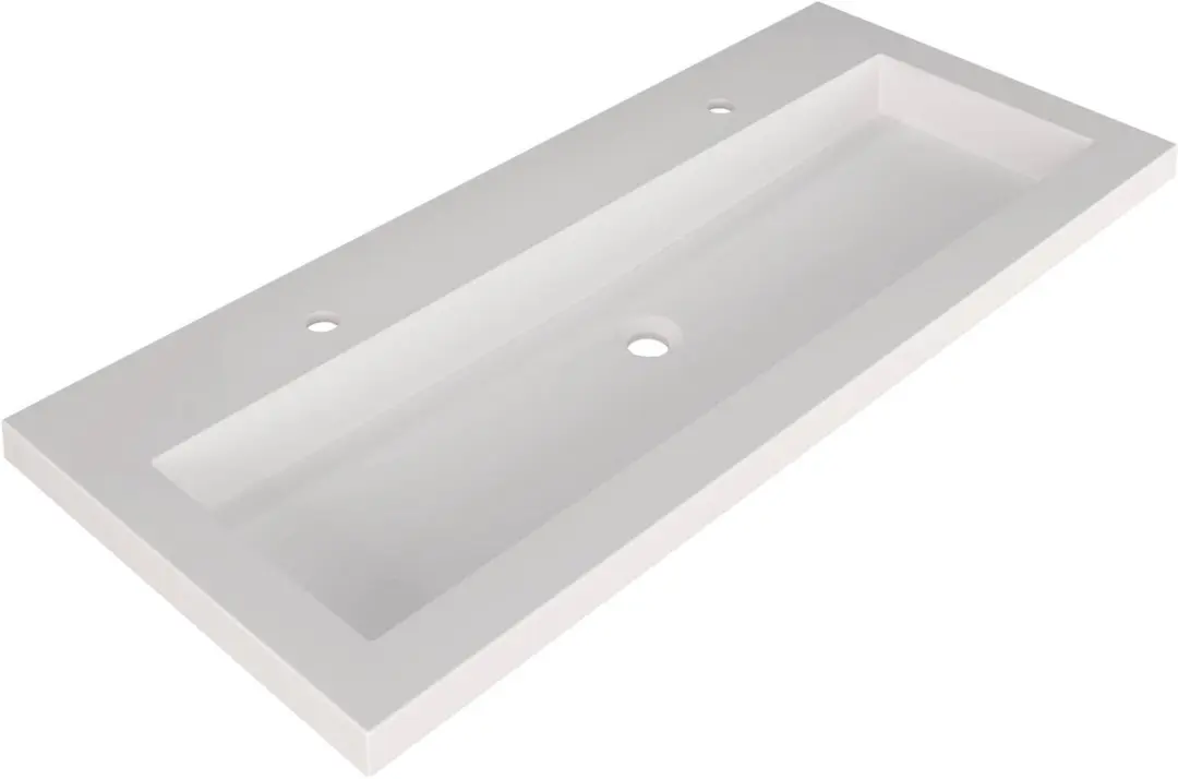 Saqu Straight Wastafel 2 kraangaten 120,5x51,5x4 cm Mat Wit