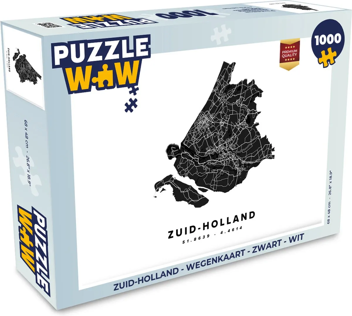 PuzzleWow Zuid-Holland Wegenkaart Legpuzzel 1000 Stuks