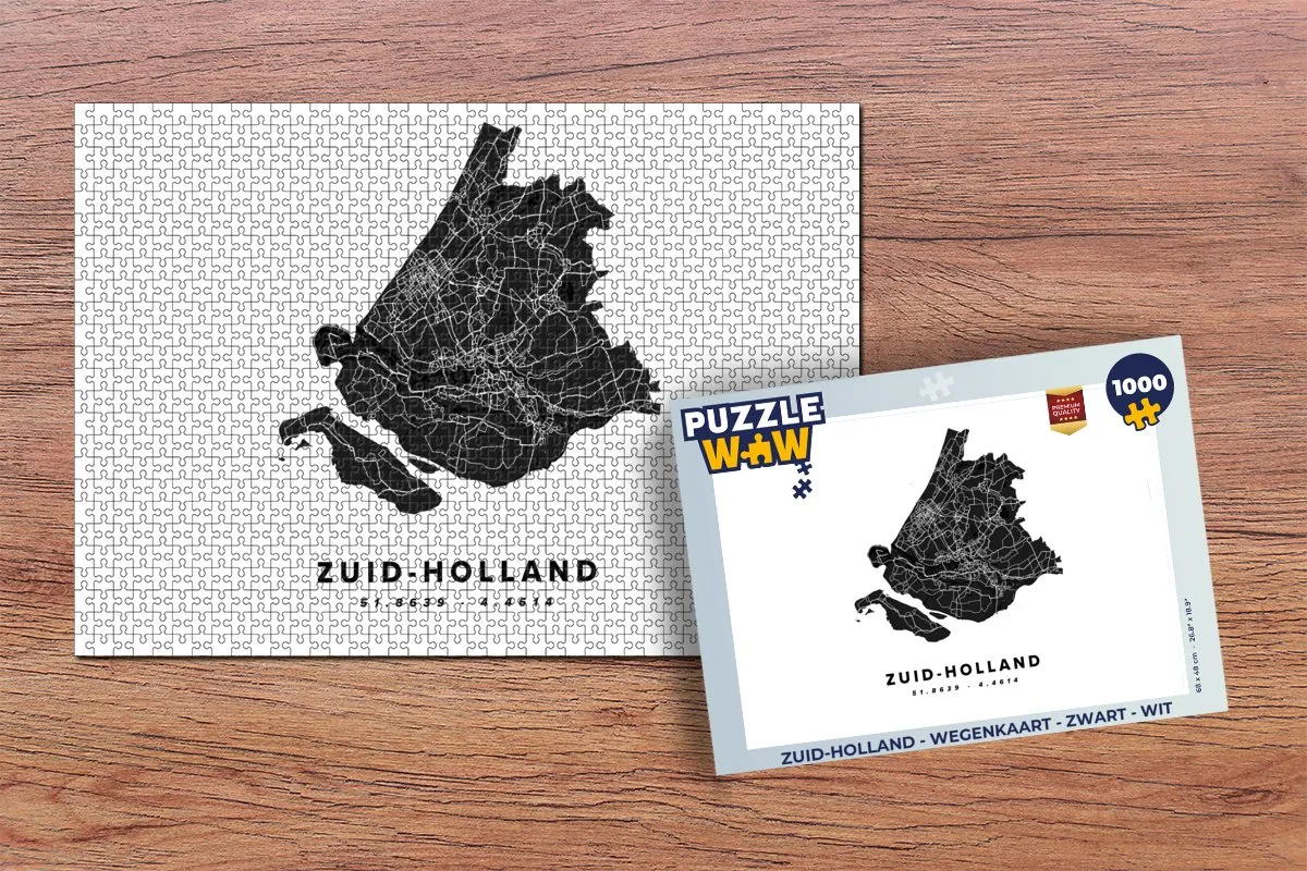 PuzzleWow Zuid-Holland Wegenkaart Legpuzzel 1000 Stuks - Multicolor