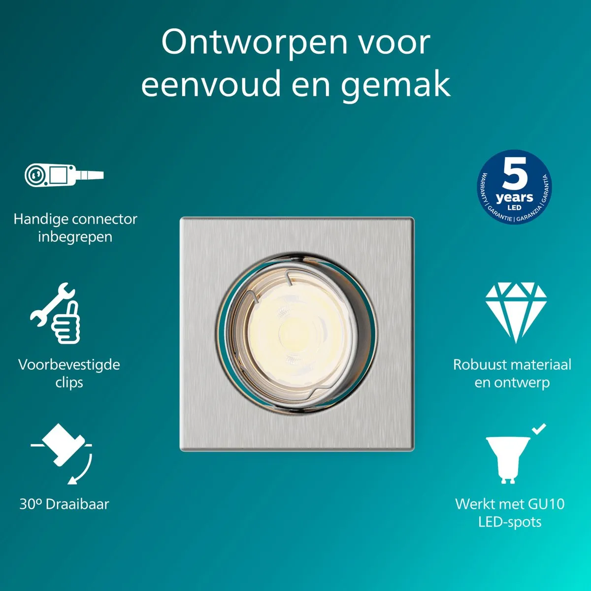 Philips Peridot Inbouwspot GU10 7W - Nikkel