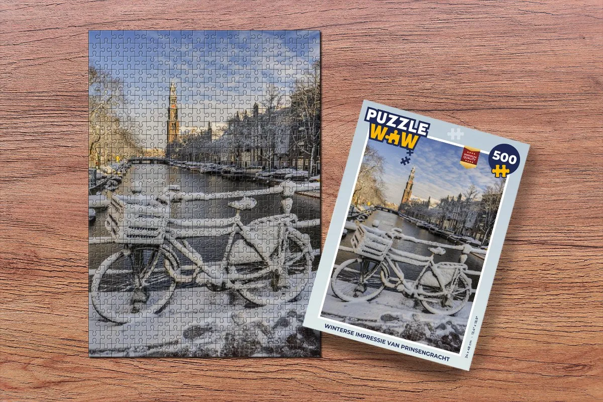 PuzzleWow Winterse Impressie Prinsengracht Legpuzzel 500 Stuks - Multicolor