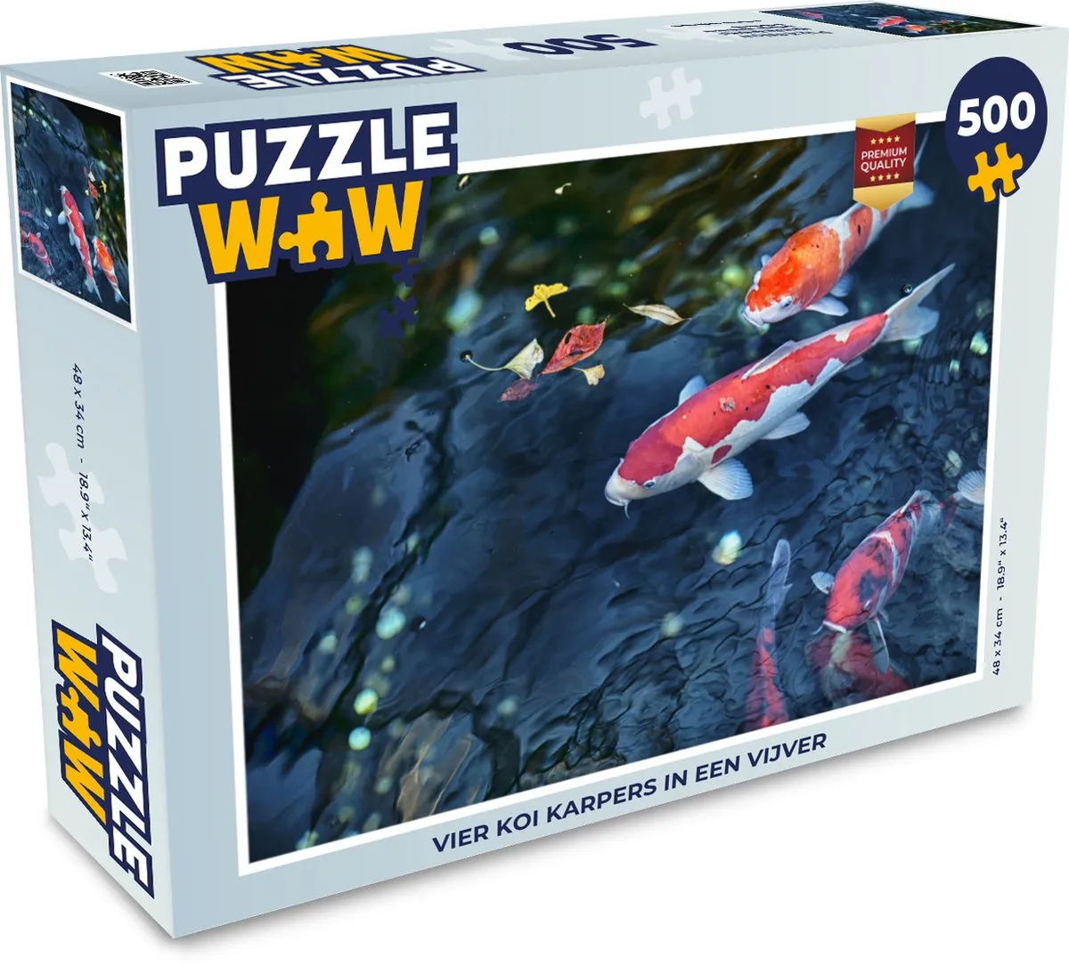 PuzzleWow Legpuzzel Koi Karpers Vijver 500 Stuks - Multicolor