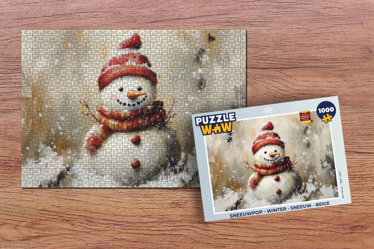 PuzzleWow Legpuzzel Sneeuwpop 1000 Stuks
