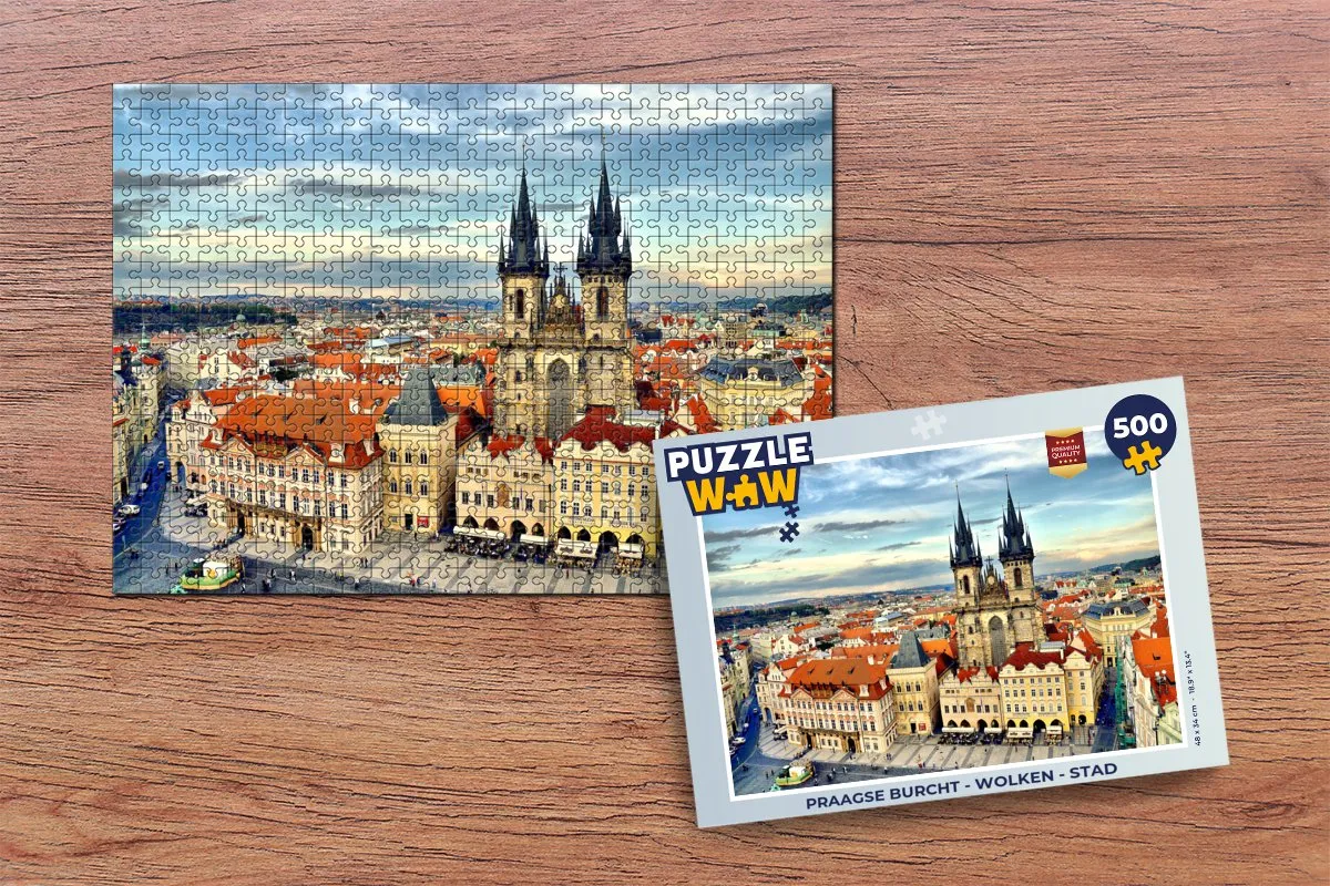 PuzzleWow Praagse Burcht Wolkenstad Legpuzzel 500 Stuks - Multicolor