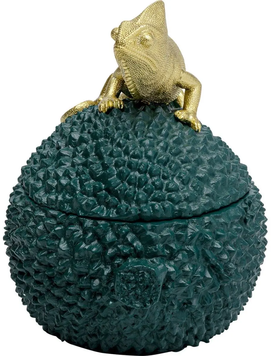 Kare Decoratiepot Chameleon 20cm - Goud/Donkergroen - afbeelding 4 van 6