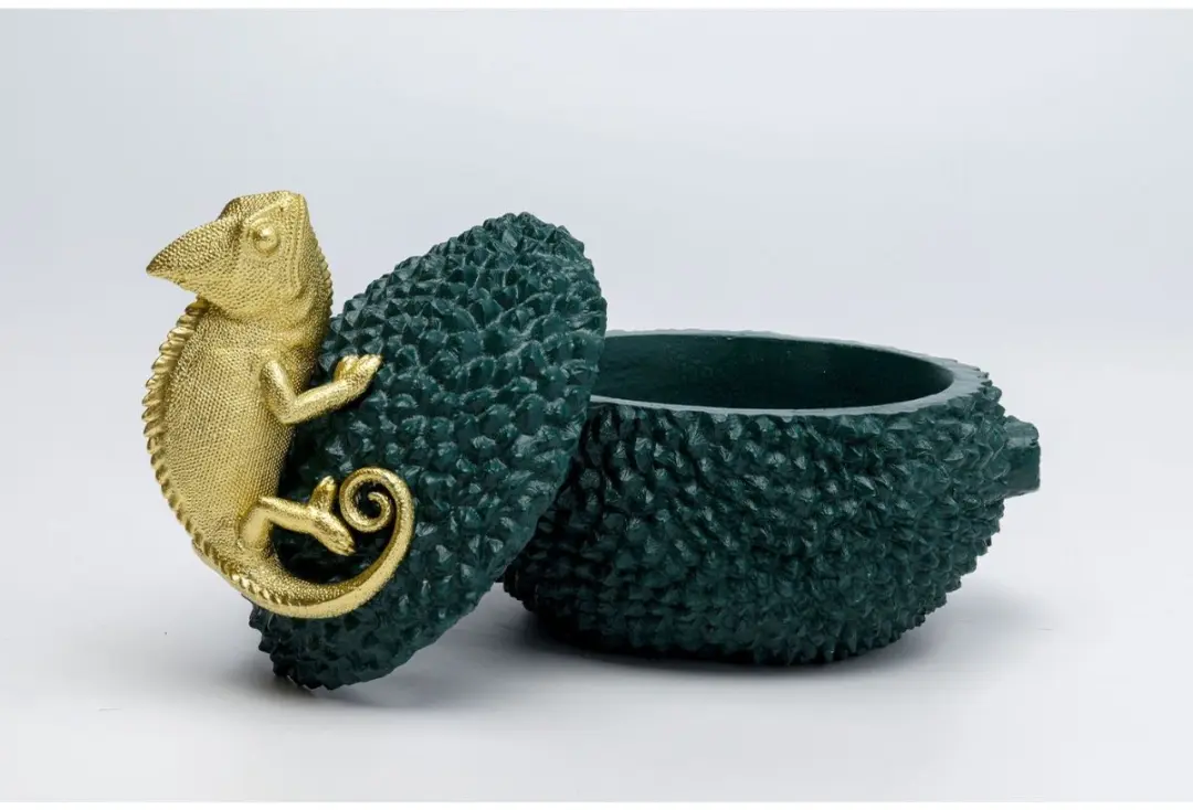Kare Decoratiepot Chameleon 20cm - Goud/Donkergroen - afbeelding 6 van 6