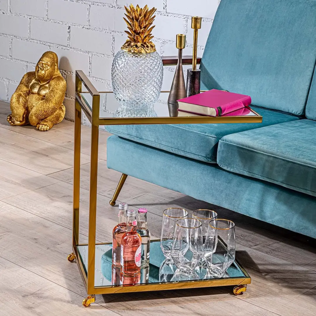 Kare Decoratiepot Ananas Glas Goud 31cm - afbeelding 2 van 6