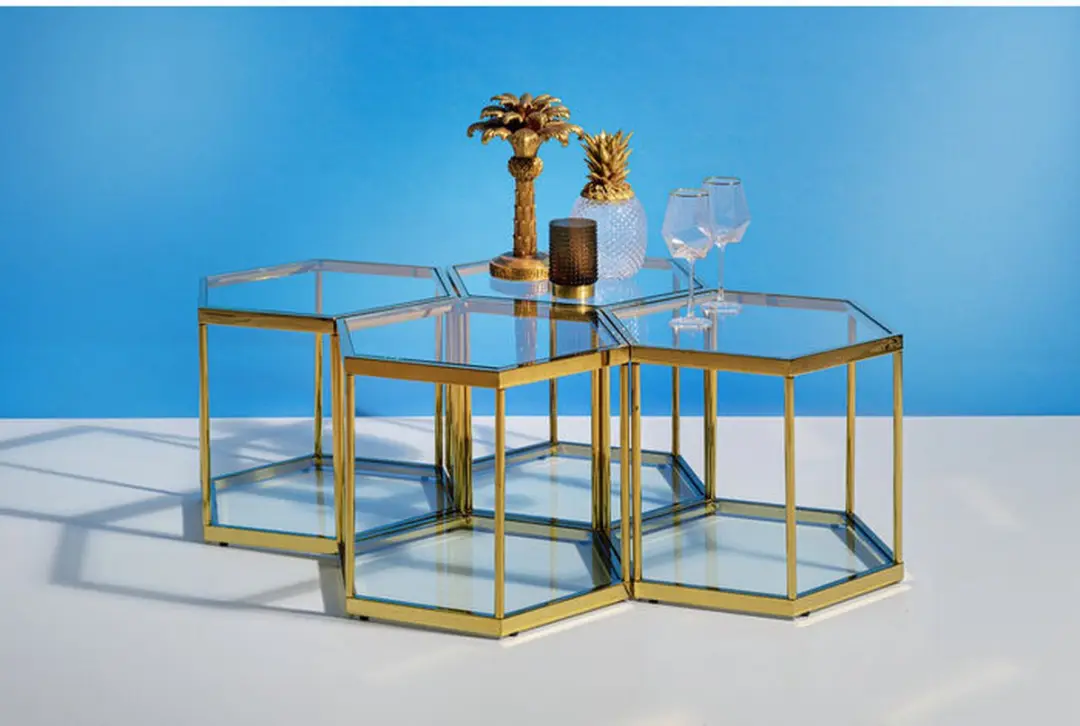 Kare Decoratiepot Ananas Glas Goud 31cm - afbeelding 4 van 6