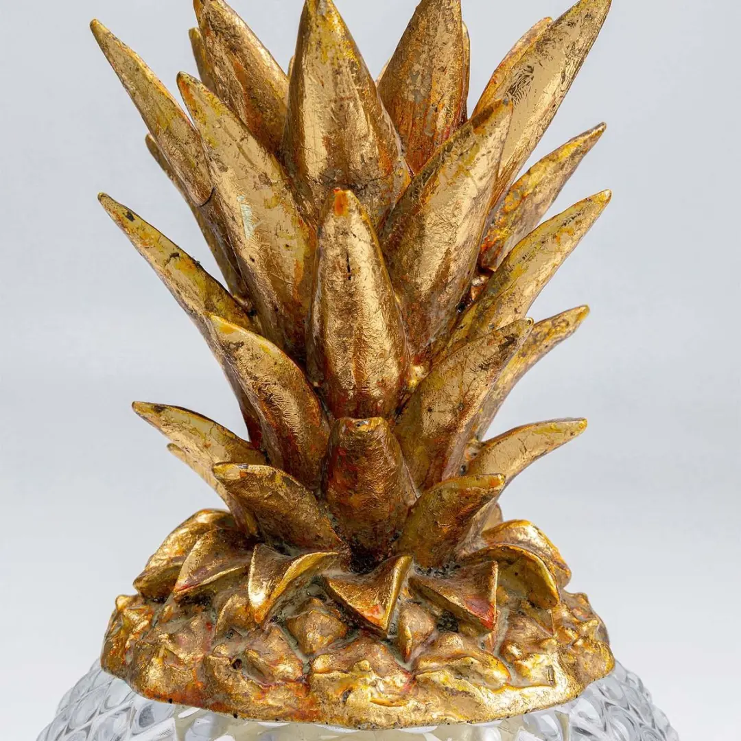 Kare Decoratiepot Ananas Glas Goud 31cm - afbeelding 5 van 6