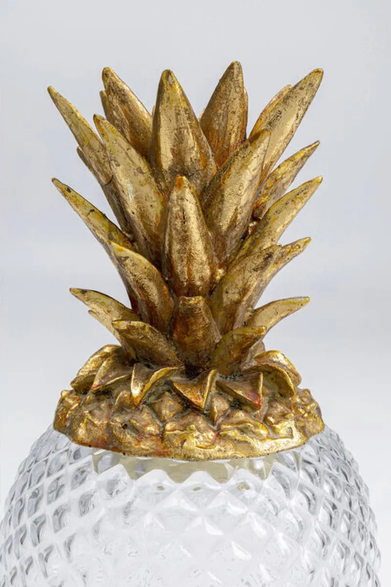 Kare Decoratiepot Ananas Glas Goud 31cm - afbeelding 3 van 6