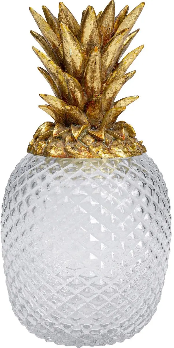 Kare Decoratiepot Ananas Glas Goud 31cm