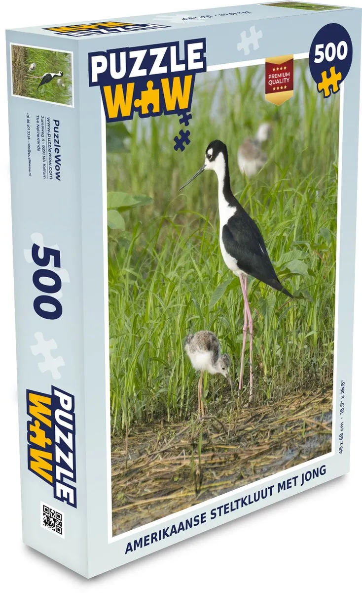PuzzleWow Vogel Gras Kuiken Moeras Legpuzzel 500 Stuks - Multicolor
