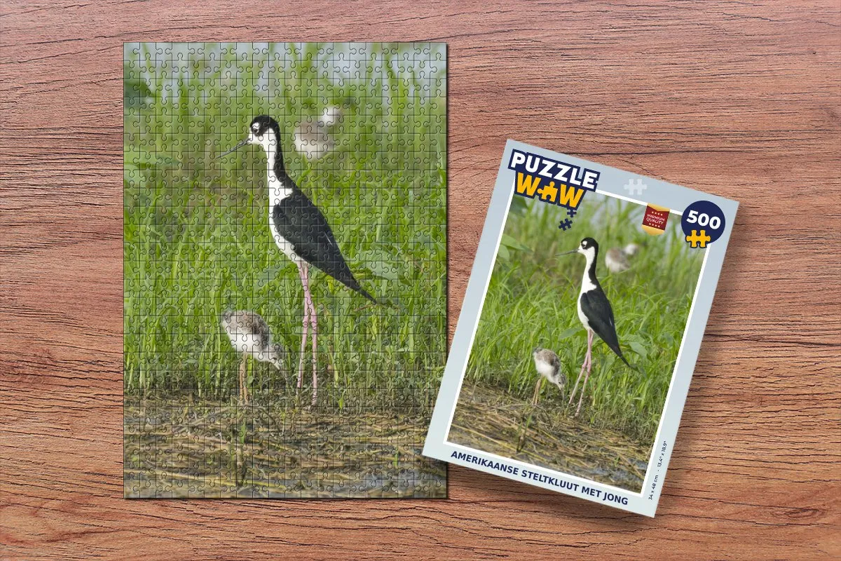PuzzleWow Vogel Gras Kuiken Moeras Legpuzzel 500 Stuks - Multicolor
