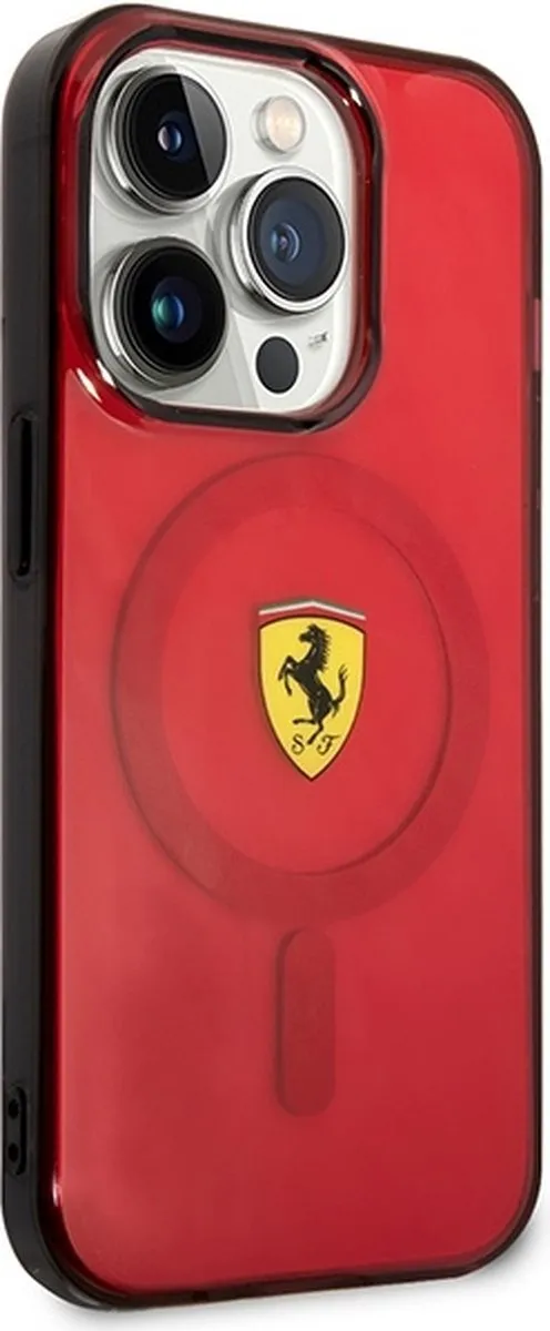 Ferrari Translucent Back Case MagSafe iPhone 14 Pro - Rood