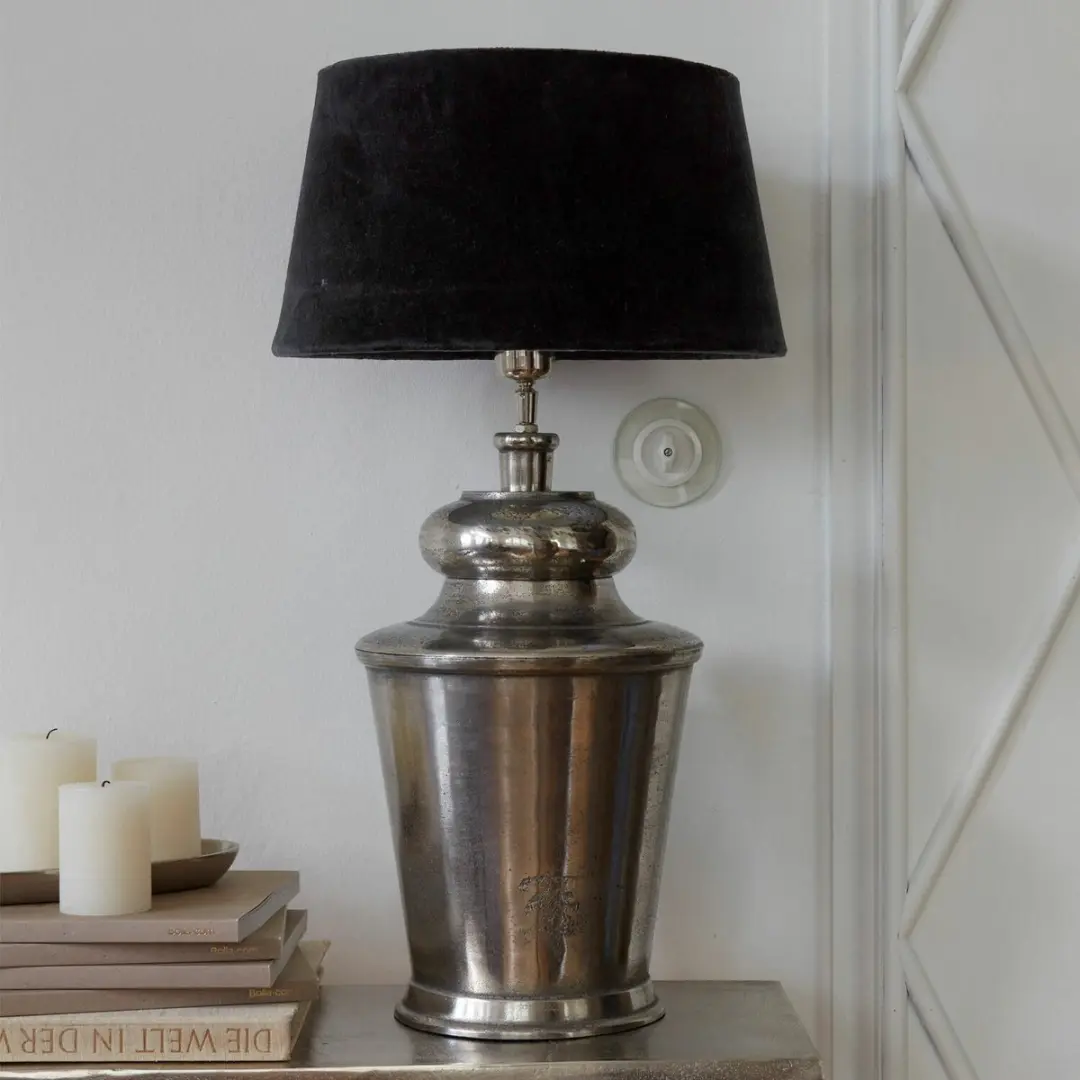 Loberon Anfor Lampenkap - 33cm - Fluweelzwart - afbeelding 6 van 6