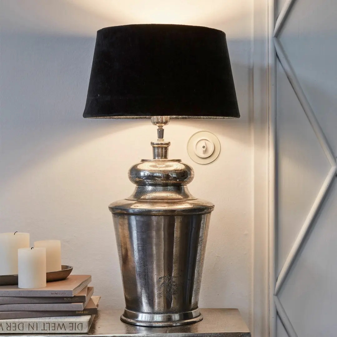 Loberon Anfor Lampenkap - 33cm - Fluweelzwart - afbeelding 5 van 6