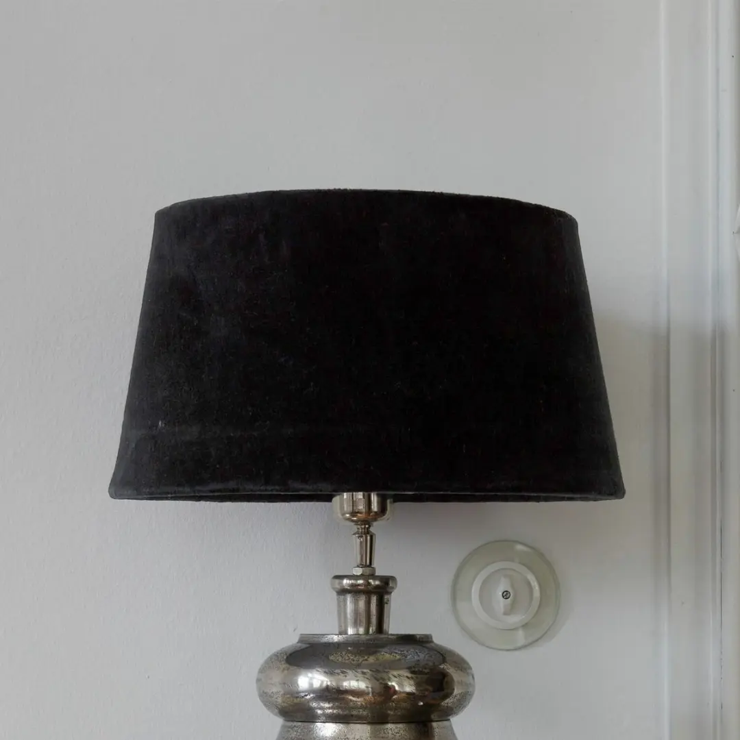 Loberon Anfor Lampenkap - 33cm - Fluweelzwart - afbeelding 3 van 6