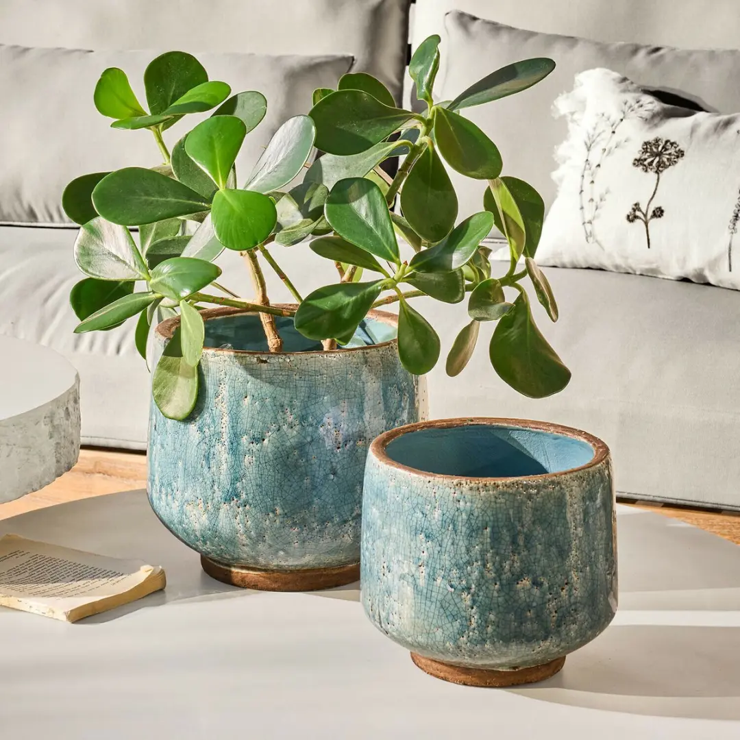 Loberon Mavoreta Sierpotten - 2 Stuks Antiekblauw - afbeelding 3 van 4