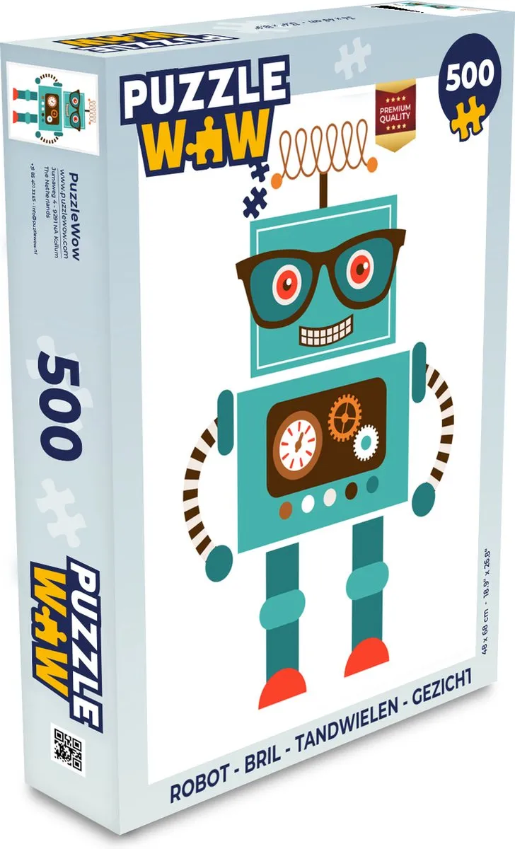 PuzzleWow Robot Bril Tandwielen Gezicht Legpuzzel 500 Stuks - Multicolor