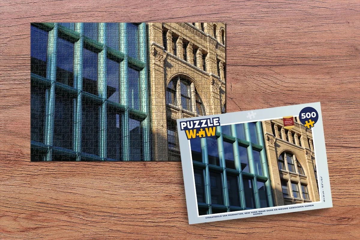PuzzleWow Manhattan Straatbeeld Legpuzzel 500 Stuks - Multicolor