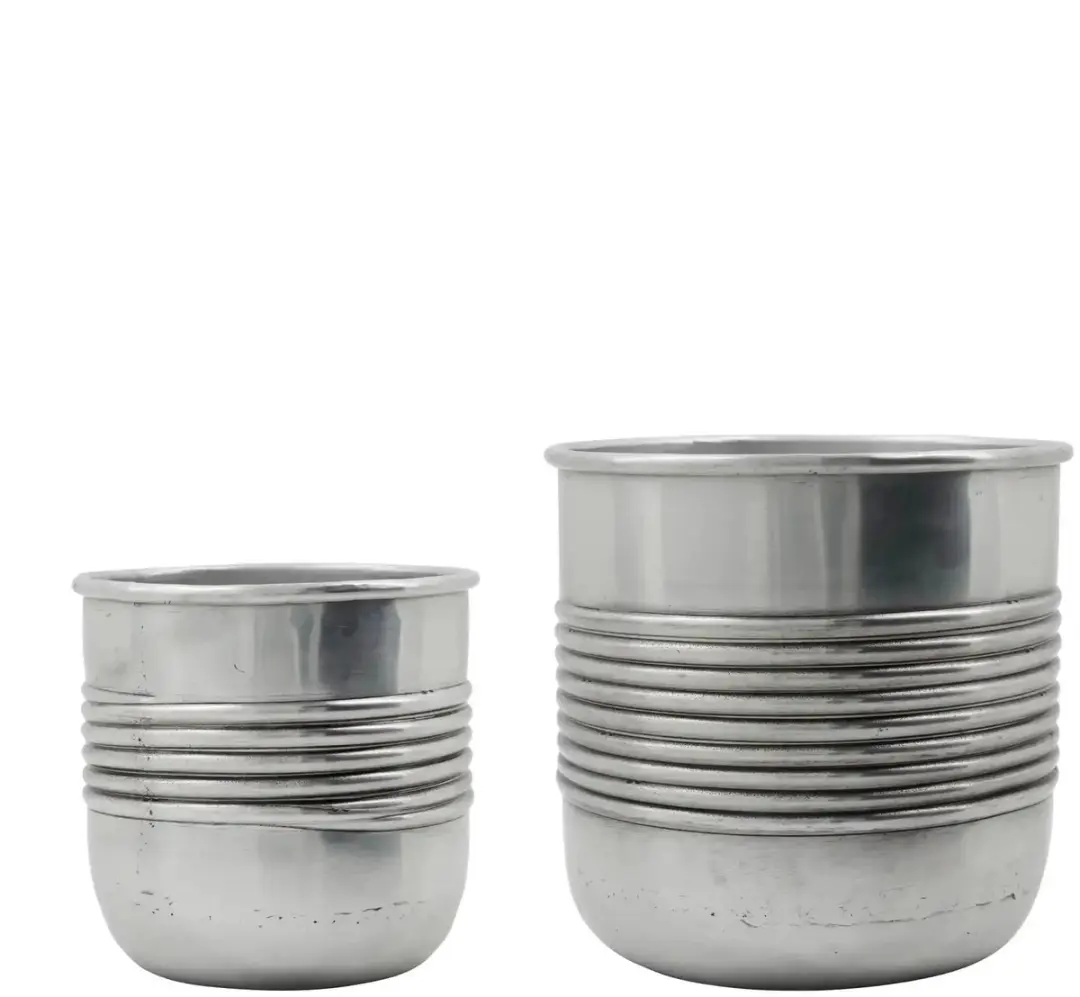 House Doctor Bloempotten Groove zilver 18cm