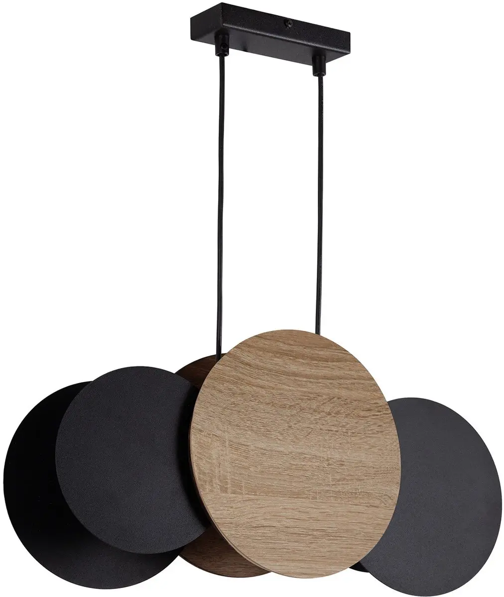 Sigma TOLA 3 hanglamp zwart/eiken HDF plafondlamp