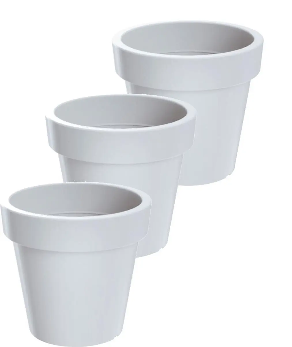 Bloempot Buiten Rond Lofly 13cm WIT Prosperplast / 3 STUKS ! /