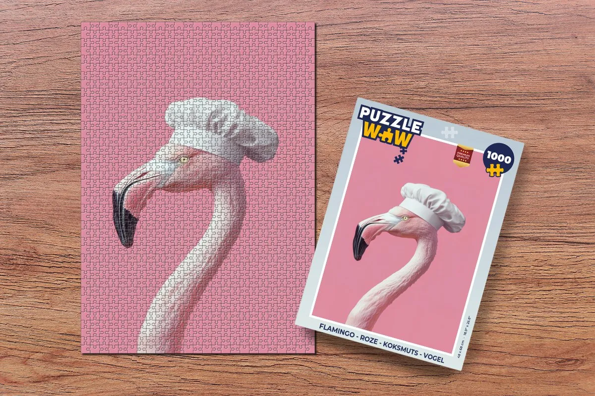 PuzzleWow Flamingo Legpuzzel 1000 Stuks - Roze Koksmuts