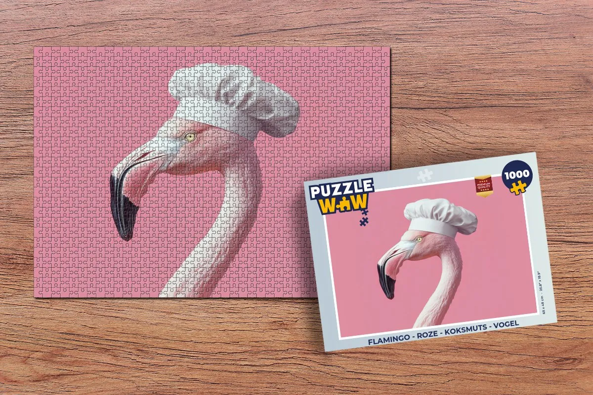 PuzzleWow Flamingo Legpuzzel 1000 Stuks - Roze Koksmuts