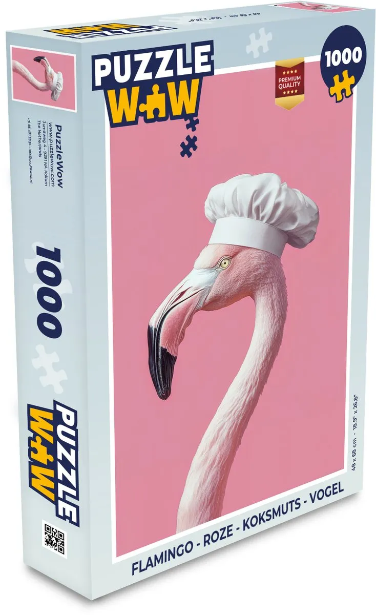 PuzzleWow Flamingo Legpuzzel 1000 Stuks - Roze Koksmuts